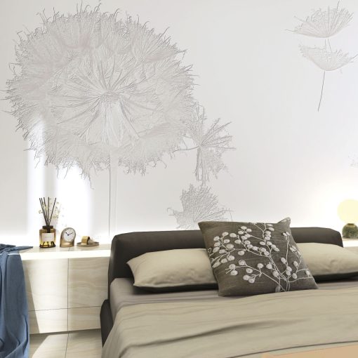 Snow-white     Fehér növény mintás tapéta