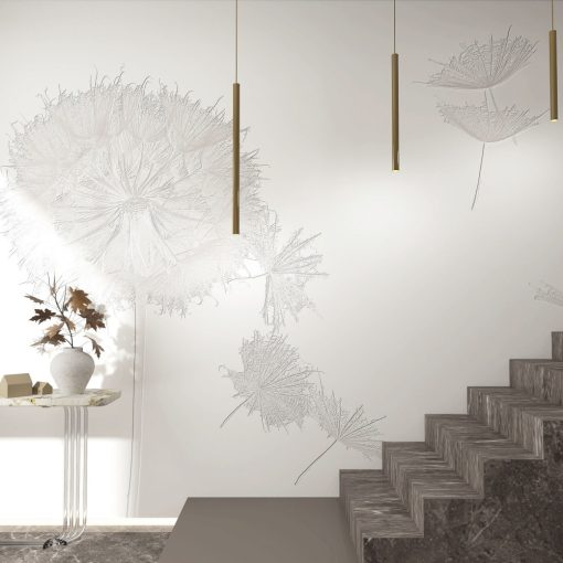 Snow-white     Fehér növény mintás tapéta