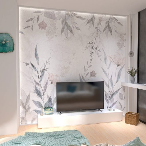 Emotions    Virágmintás tapéta kék és rózsaszín színekkel