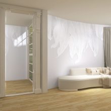 White Cascade    Fehér pálmalevél mintás tapéta