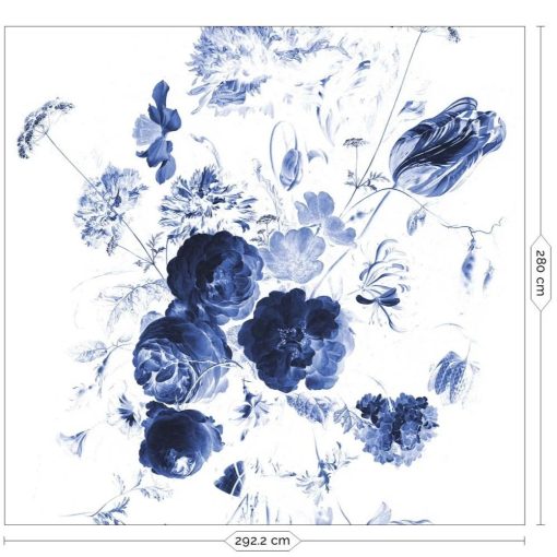 Királyi kék virágok- Kék virágmintás tapéta