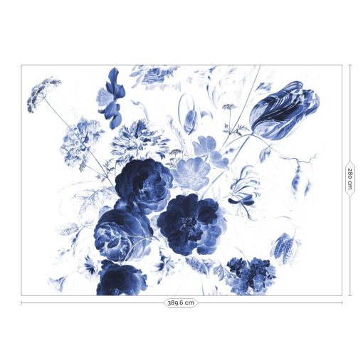 Királyi kék virágok- Kék virágmintás tapéta