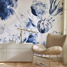 Királyi kék virágok- Kék virágmintás tapéta