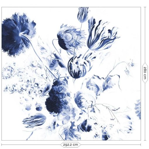 Királyi kék virágok- Kék virágmintás tapéta