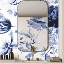 Királyi kék virágok- Kék virágmintás tapéta