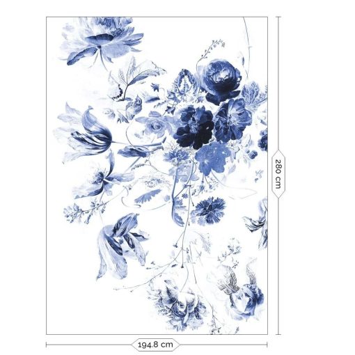 Királyi kék virágok- Kék virágmintás tapéta