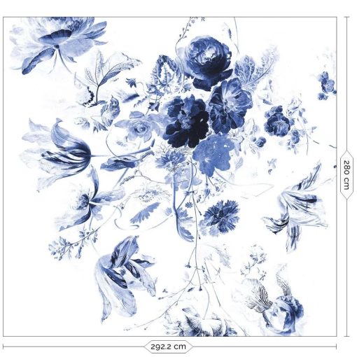 Királyi kék virágok- Kék virágmintás tapéta