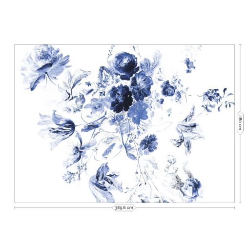 Királyi kék virágok- Kék virágmintás tapéta
