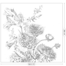 Gravírozott Virágok- Fekete-fehér virágos tapéta