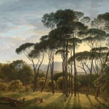 Aranykori tájak-Erdős tájat ábrázoló tapéta