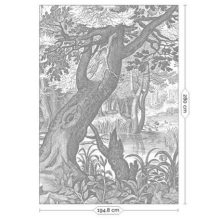 Vésett tájak- Fekete fehér vízparti tájat ábrázoló tapéta