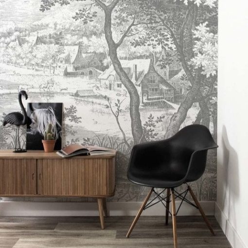 Vésett tájak- Fekete fehér tájat ábrázoló tapéta