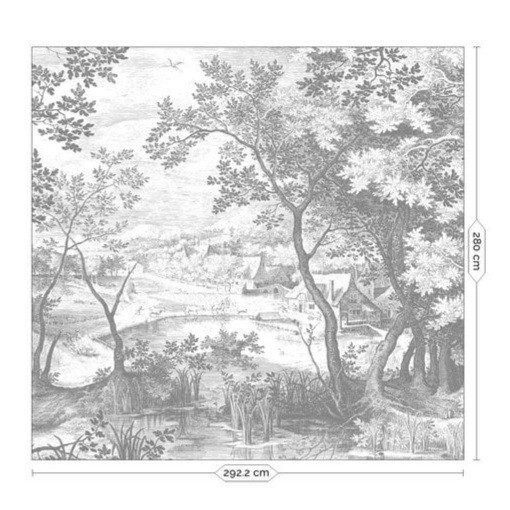 Vésett tájak- Fekete fehér tájat ábrázoló tapéta