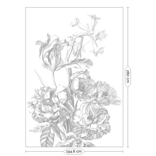 Gravírozott Virágok- Fekete-fehér virágmintás tapéta