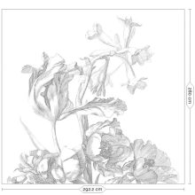 Gravírozott Virágok- Fekete-fehér virágmintás tapéta