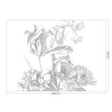 Gravírozott Virágok- Fekete-fehér virágmintás tapéta