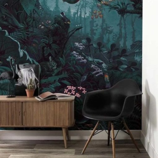 Trópusi tájak-Dzsungel mintás, állatos tapéta