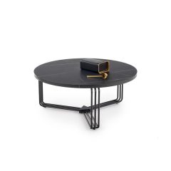 Fekete márvány mintás dohányzóasztal, fekete kisasztal, gödöllő bútor, lerakó asztal, luxus asztal