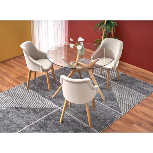 Kerek üveg étkezőasztal