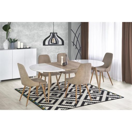 edward étkezőasztal, vintage étkezőasztal, fehér étkezőasztal, kihúzható étkezőasztal