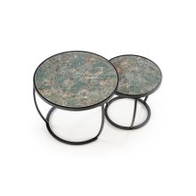 2 részes zöld  márvány hatású lerakóasztal szett 