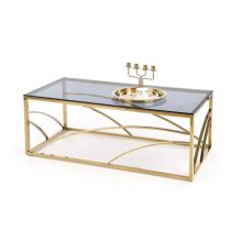 Üveg dohányzóasztal arany vázzal, lerakó asztal, kisasztal, gödöllő bútor, luxus asztal