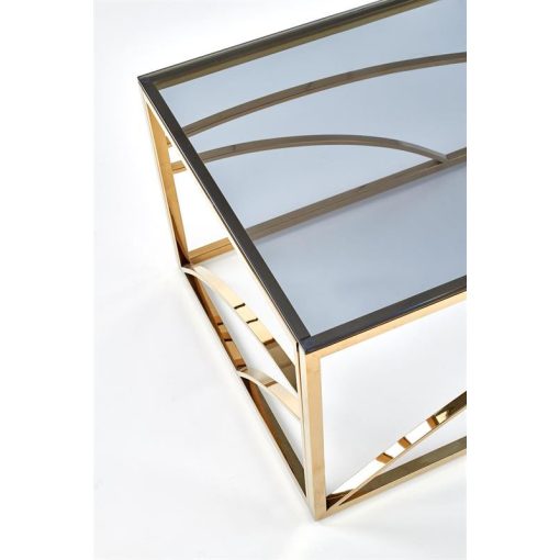 Üveg dohányzóasztal arany vázzal, lerakó asztal, kisasztal, gödöllő bútor, luxus asztal